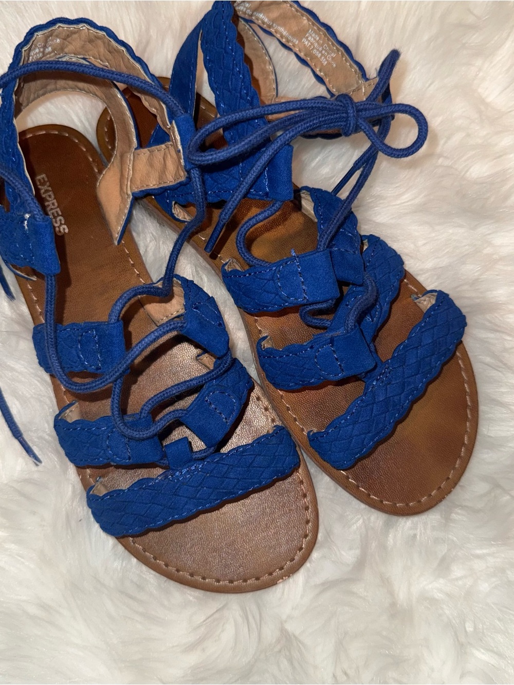 Express Women's Braided Lace-Up Sandals in Blue size 6